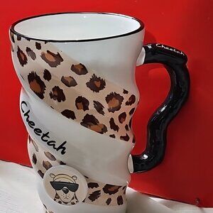 Cheetah ceramic tall coffee / tea mug 14 oz.